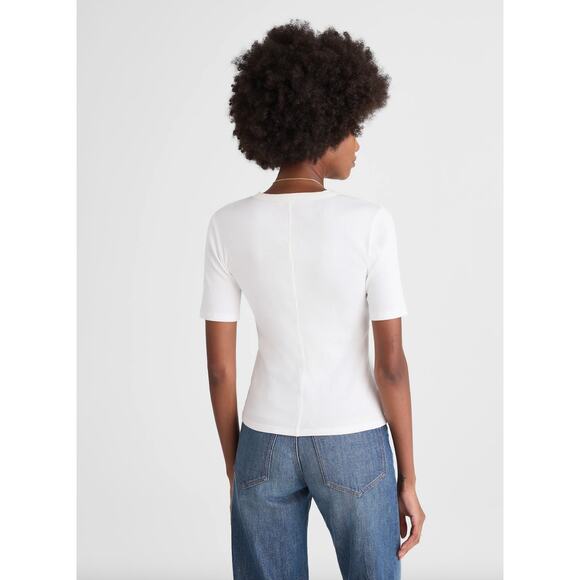 Madewell Regenerative Cotton Ribbed Elbow Sleeve Tee Shirt White Medium NWT - Picture 4 of 13